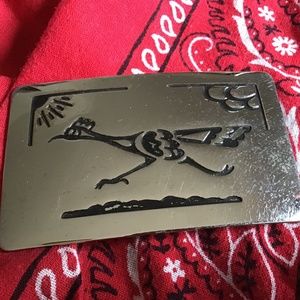 Vintage Chambers Belt Co.. buckle. Roadrunner..meep meep.Western Santa Fe..Taos